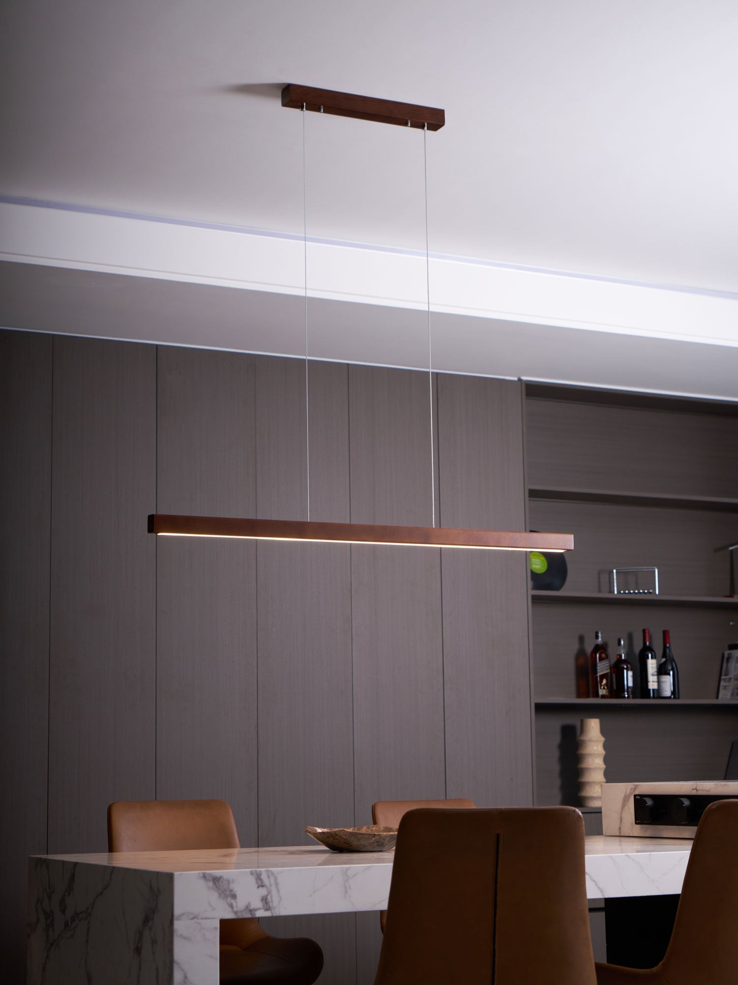 Linear Wooden Pendant Light - Lamp Outdoor