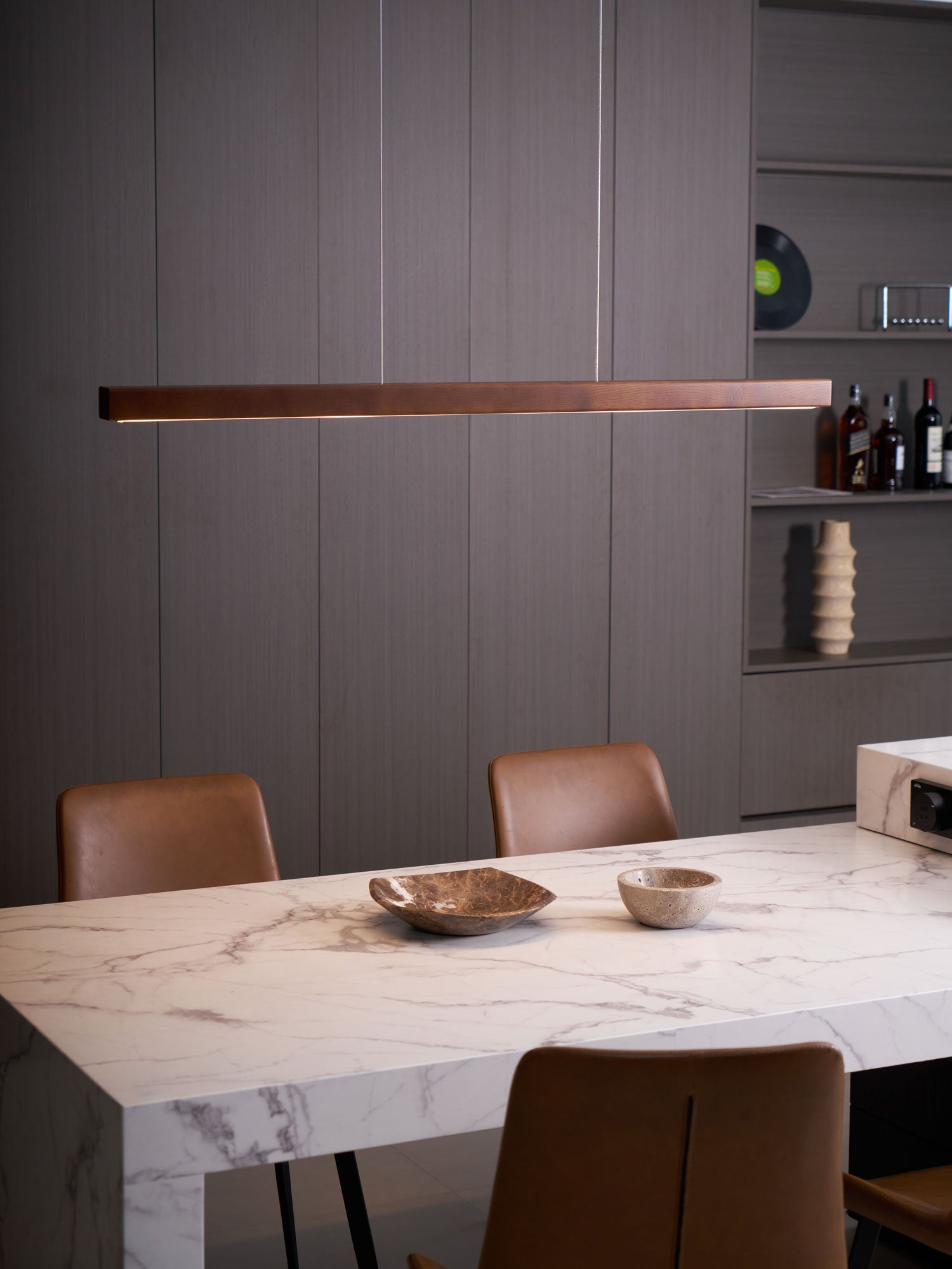 Linear Wooden Pendant Light - Lamp Outdoor