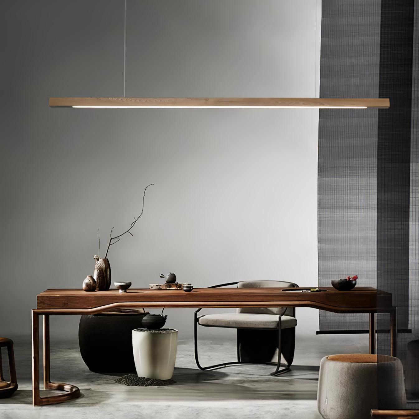 Linear Wooden Pendant Light - Lamp Outdoor