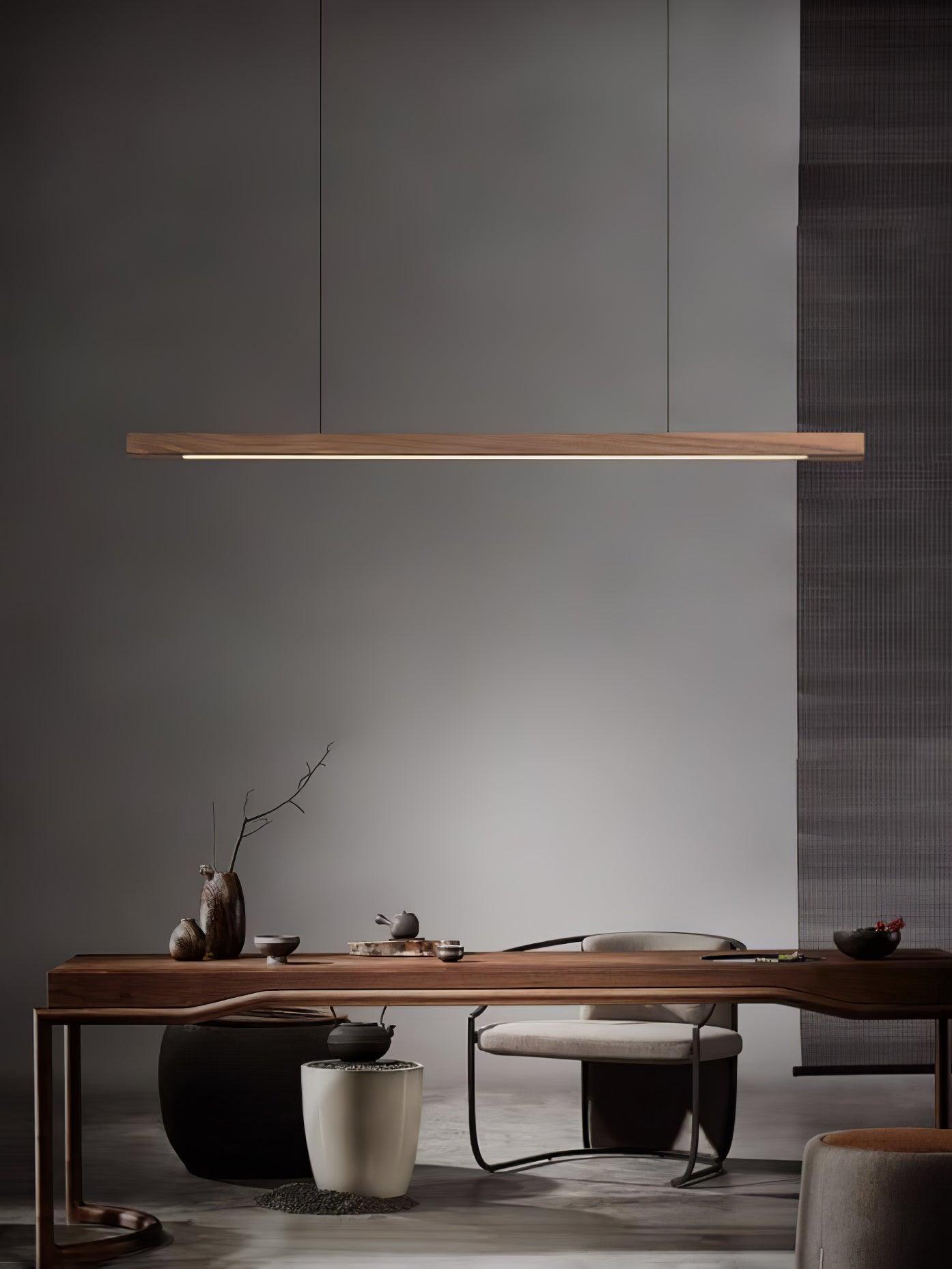 Linear Wooden Pendant Light - Lamp Outdoor