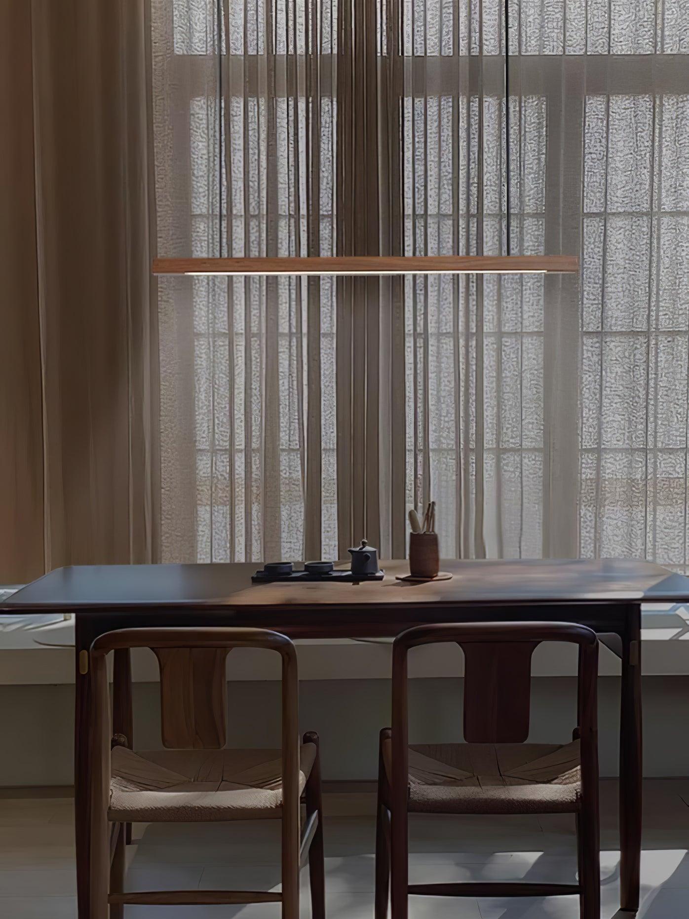 Linear Wooden Pendant Light - Lamp Outdoor