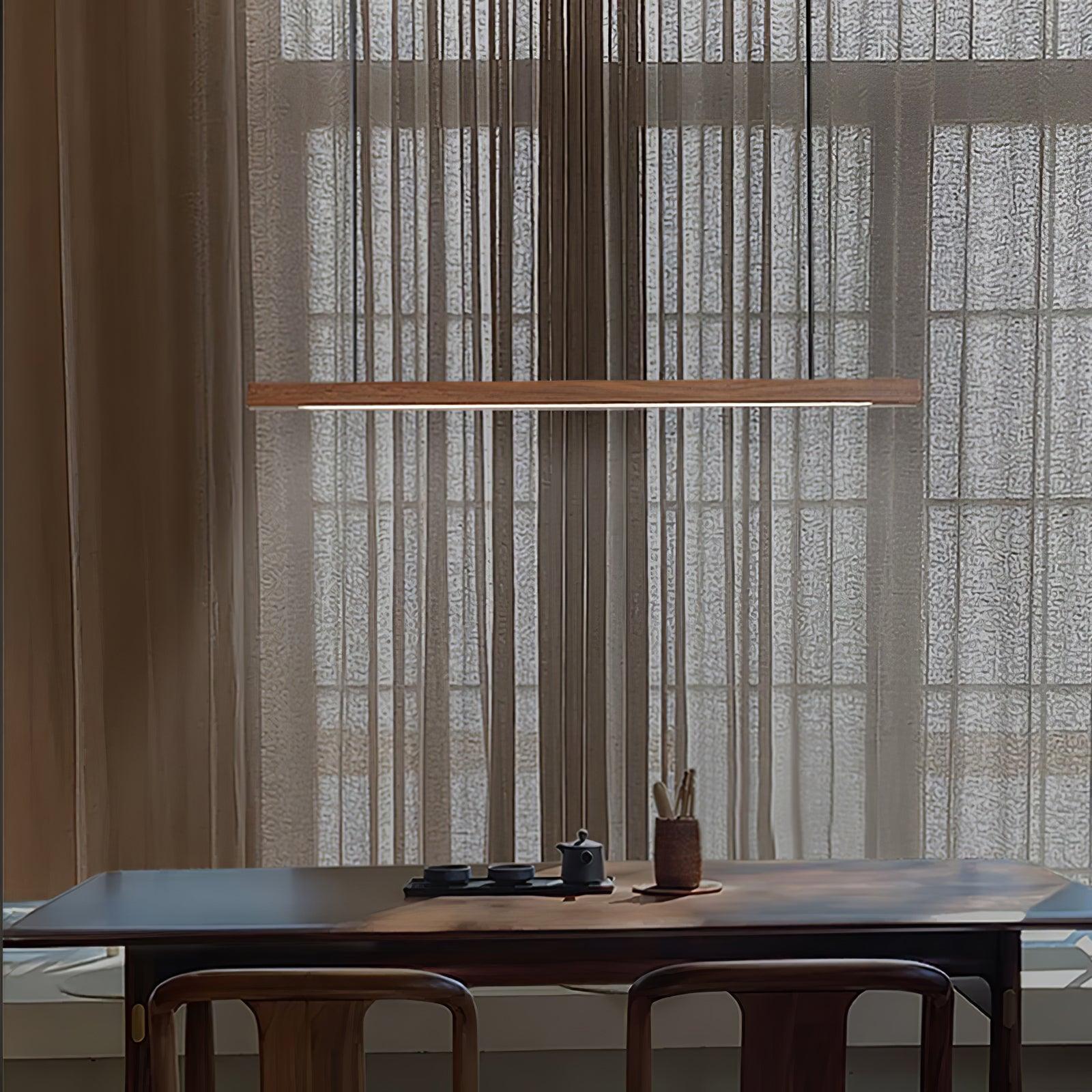 Linear Wooden Pendant Light - Lamp Outdoor