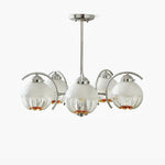 Chandelier Chrome Curved Arms with Frosted Globe Shades - Lamp Outdoor