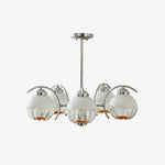 Chandelier Chrome Curved Arms with Frosted Globe Shades - Lamp Outdoor