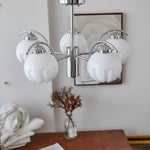 Chandelier Chrome Curved Arms with Frosted Globe Shades - Lamp Outdoor