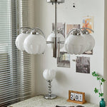 Chandelier Chrome Curved Arms with Frosted Globe Shades - Lamp Outdoor