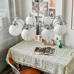 Chandelier Chrome Curved Arms with Frosted Globe Shades - Lamp Outdoor