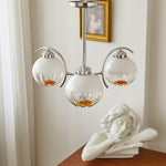 Chandelier Chrome Curved Arms with Frosted Globe Shades - Lamp Outdoor
