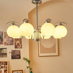 Chandelier Chrome Curved Arms with Frosted Globe Shades - Lamp Outdoor