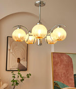 Chandelier Chrome Curved Arms with Frosted Globe Shades - Lamp Outdoor