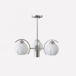 Chandelier Chrome Curved Arms with Frosted Globe Shades - Lamp Outdoor