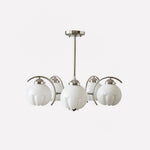 Chandelier Chrome Curved Arms with Frosted Globe Shades - Lamp Outdoor