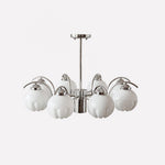 Chandelier Chrome Curved Arms with Frosted Globe Shades - Lamp Outdoor
