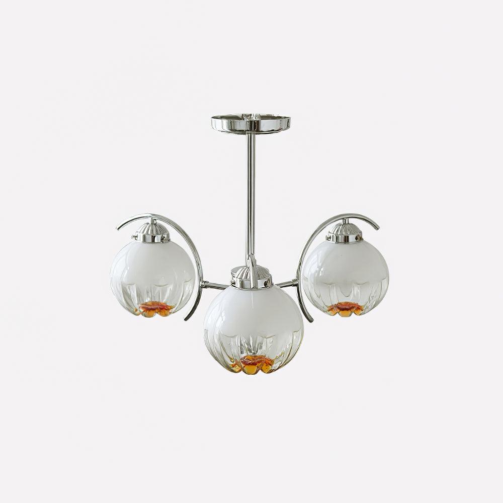 Chandelier Chrome Curved Arms with Frosted Globe Shades - Lamp Outdoor