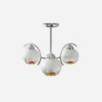 Chandelier Chrome Curved Arms with Frosted Globe Shades - Lamp Outdoor
