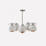 Chandelier Chrome Curved Arms with Frosted Globe Shades - Lamp Outdoor