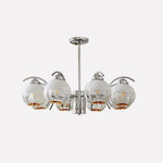 Chandelier Chrome Curved Arms with Frosted Globe Shades - Lamp Outdoor