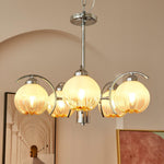 Chandelier Chrome Curved Arms with Frosted Globe Shades - Lamp Outdoor