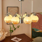 Chandelier Chrome Curved Arms with Frosted Globe Shades - Lamp Outdoor