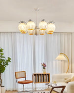 Chandelier Chrome Curved Arms with Frosted Globe Shades - Lamp Outdoor