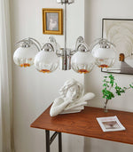 Chandelier Chrome Curved Arms with Frosted Globe Shades - Lamp Outdoor