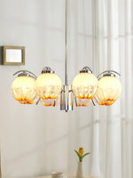 Chandelier Chrome Curved Arms with Frosted Globe Shades - Lamp Outdoor