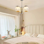 Chandelier Chrome Curved Arms with Frosted Globe Shades - Lamp Outdoor
