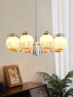 Chandelier Chrome Curved Arms with Frosted Globe Shades - Lamp Outdoor