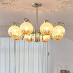 Chandelier Chrome Curved Arms with Frosted Globe Shades - Lamp Outdoor