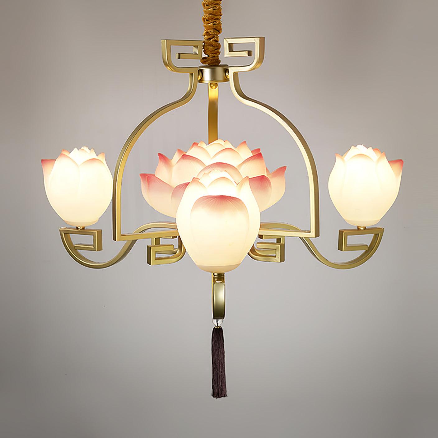 Lotus Oriental Resin Chandelier - Lamp Outdoor