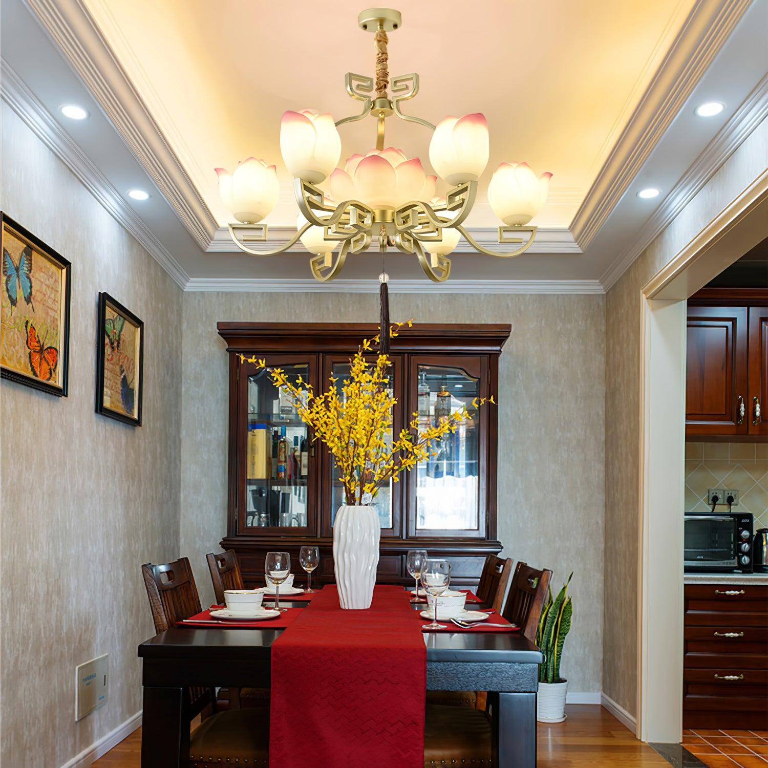 Lotus Oriental Resin Chandelier - Lamp Outdoor