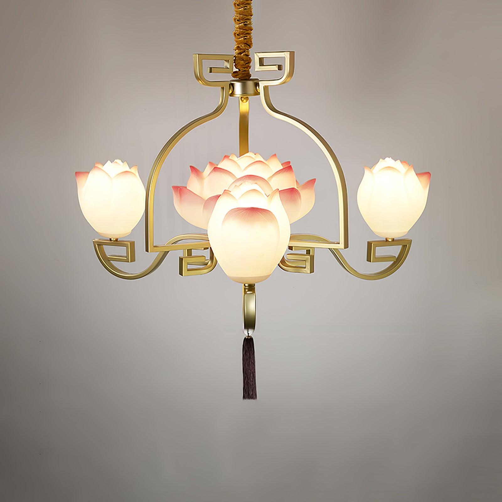 Lotus Oriental Resin Chandelier - Lamp Outdoor