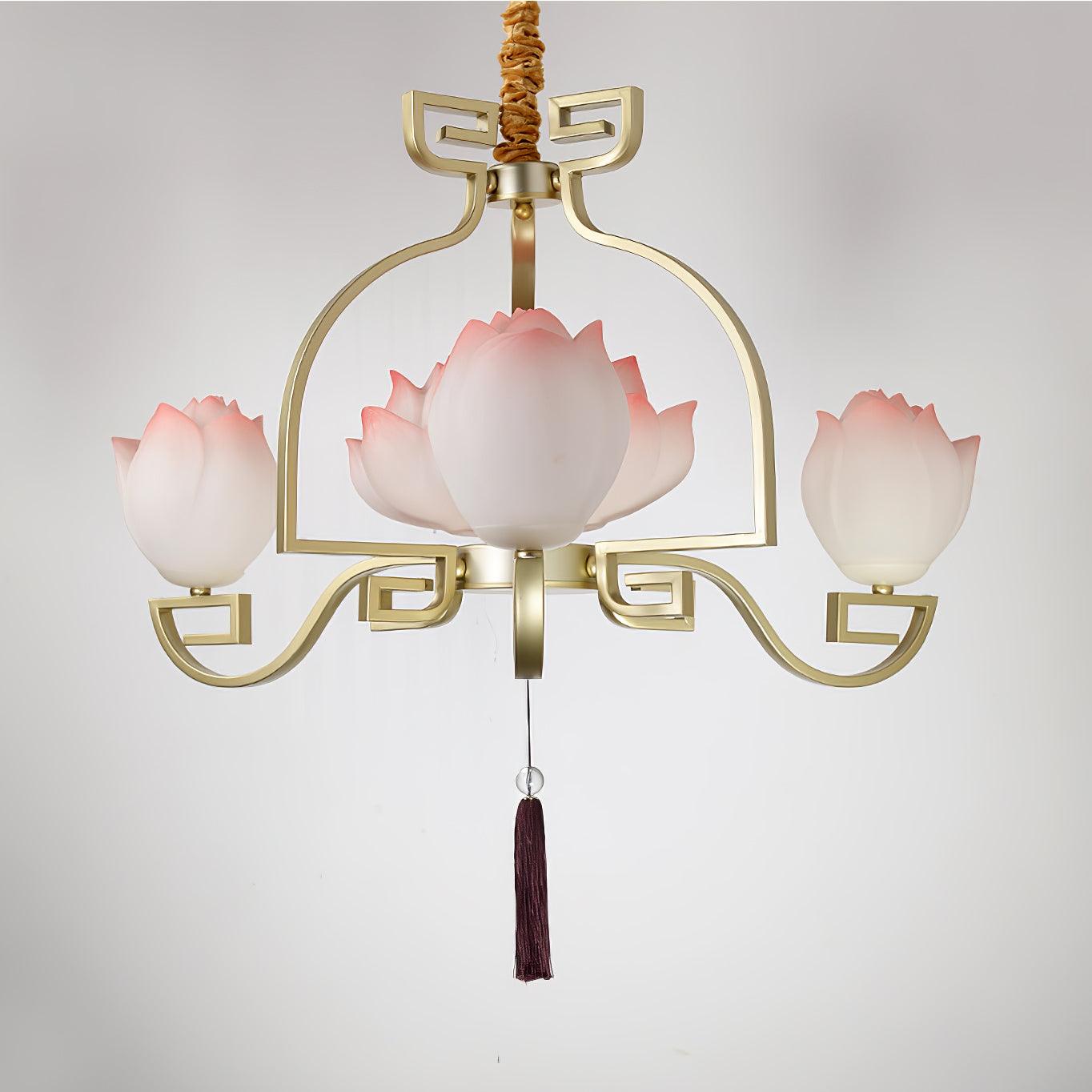 Lotus Oriental Resin Chandelier - Lamp Outdoor