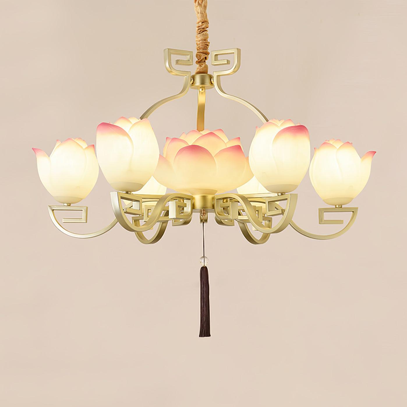 Lotus Oriental Resin Chandelier - Lamp Outdoor