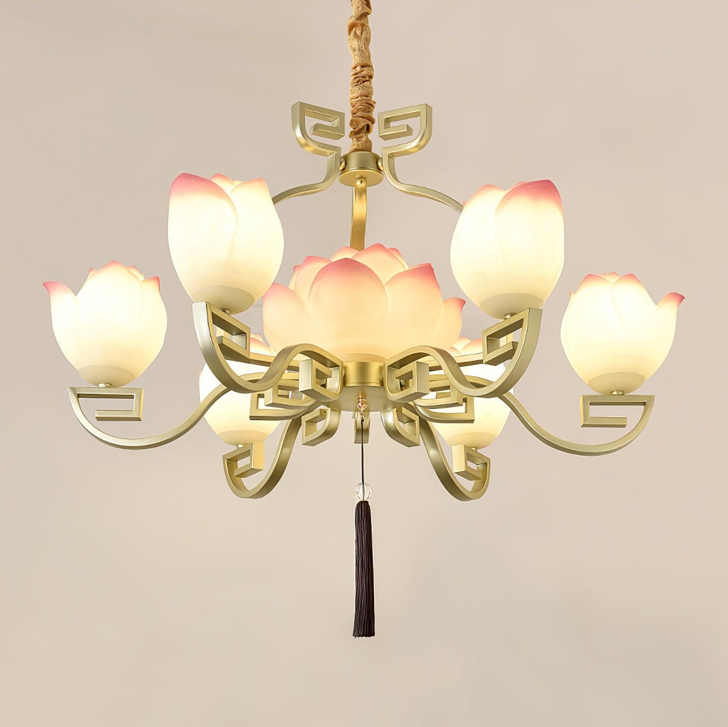 Lotus Oriental Resin Chandelier - Lamp Outdoor