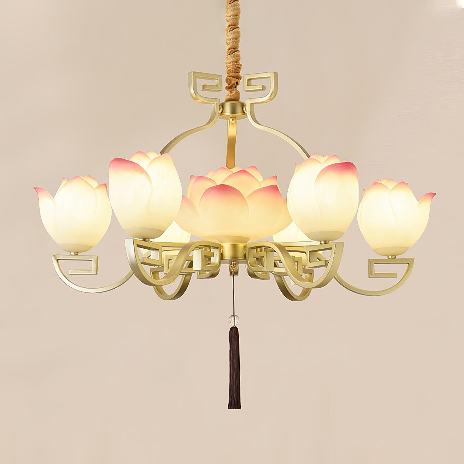 Lotus Oriental Resin Chandelier - Lamp Outdoor