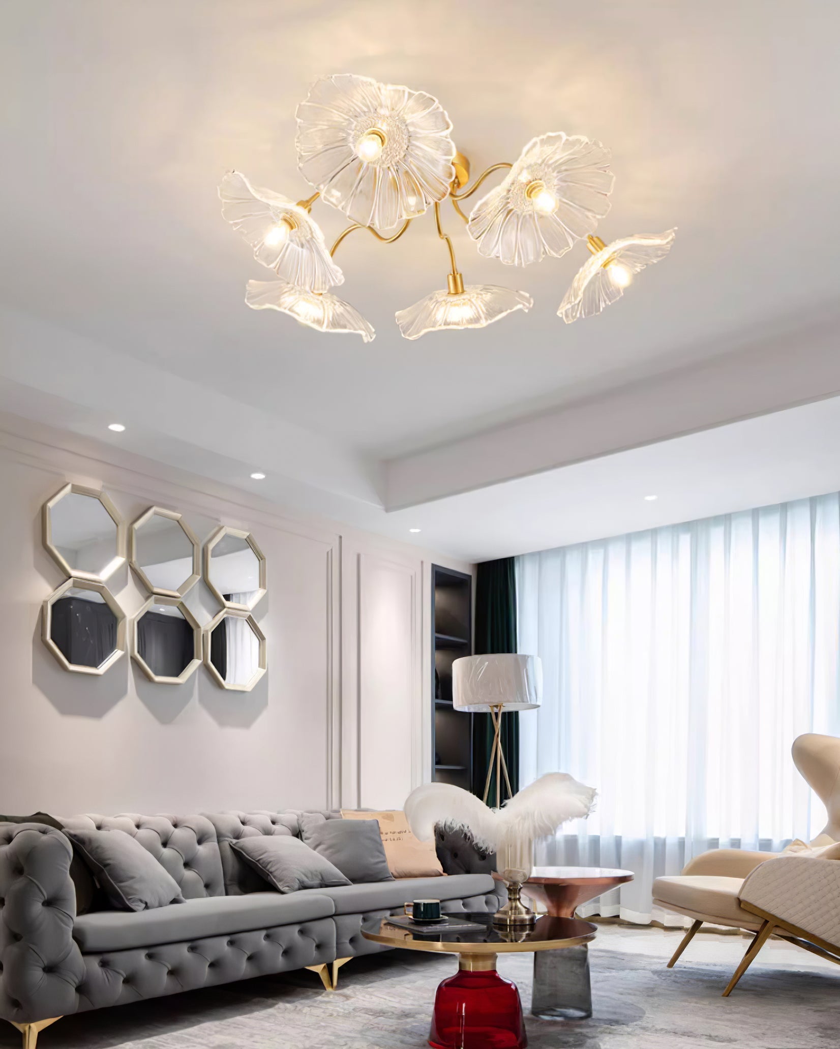 Lotus Leaf Glass Ceiling Lamp - Lamp Outdoor