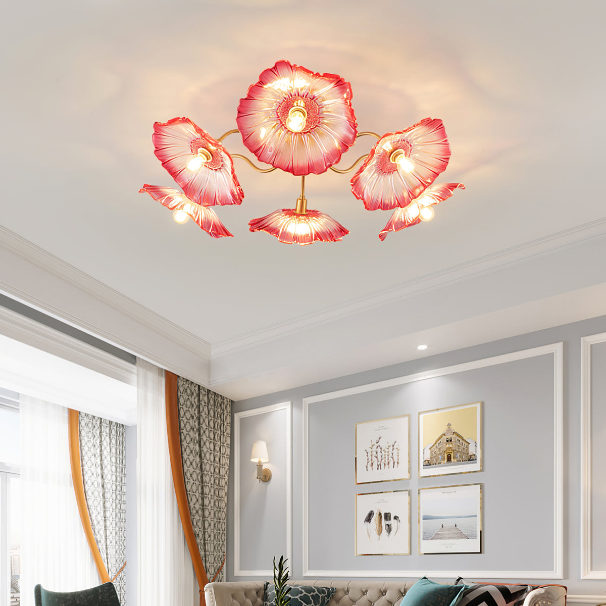 Lotus Leaf Glass Ceiling Lamp - Lamp Outdoor