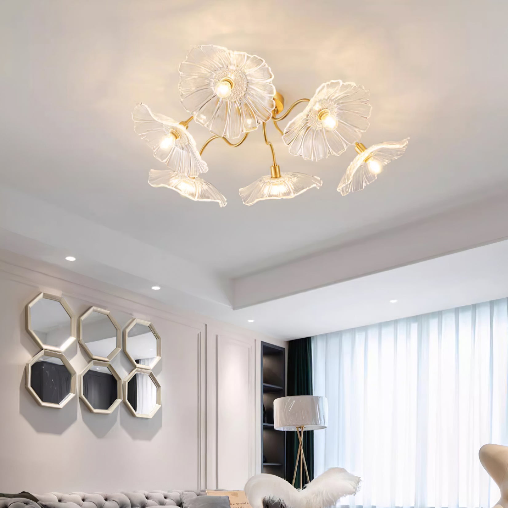 Lotus Leaf Glass Ceiling Lamp - Lamp Outdoor