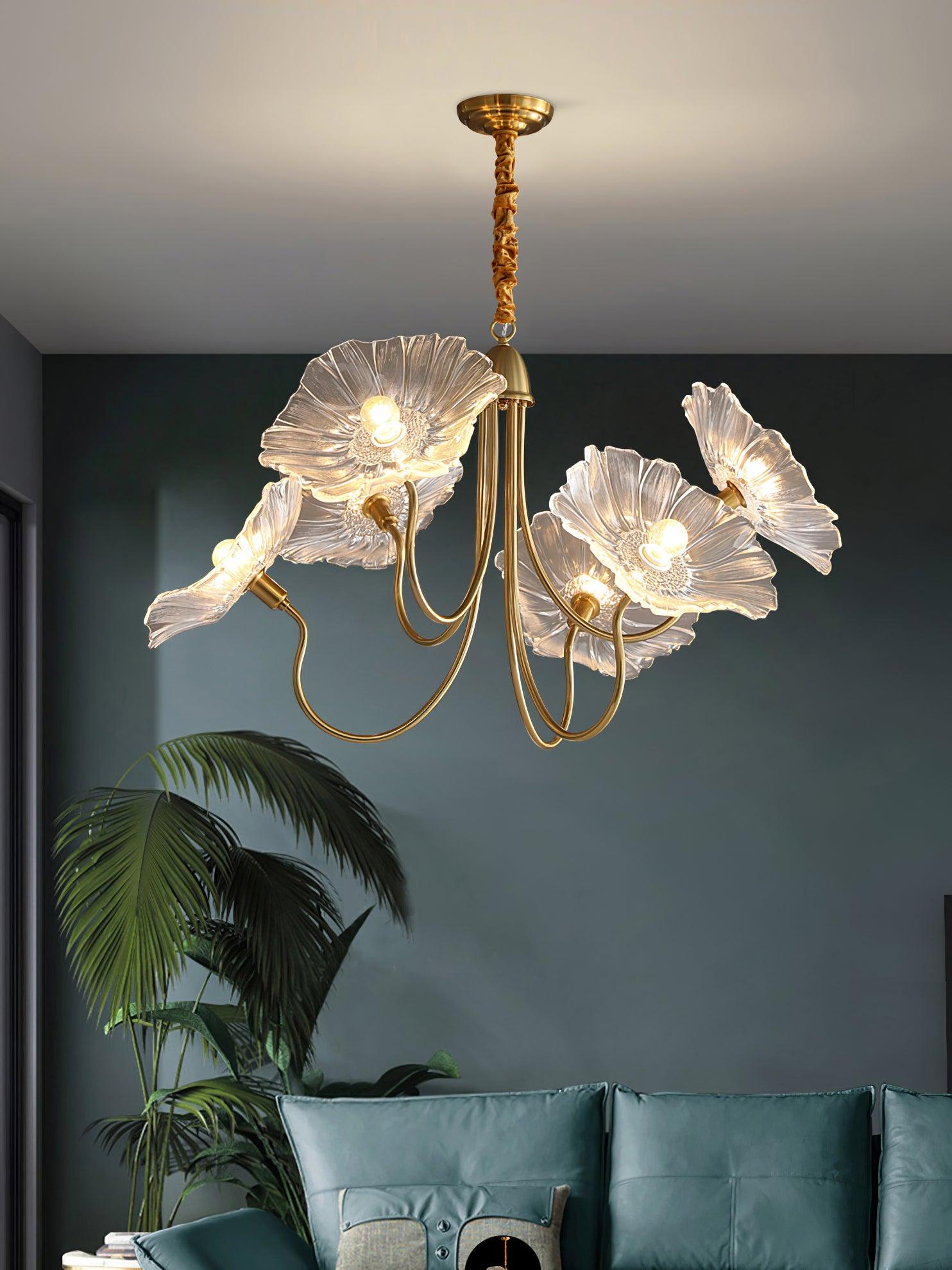 Lotus Leaf Glass Chandelier - Lamp Outdoor
