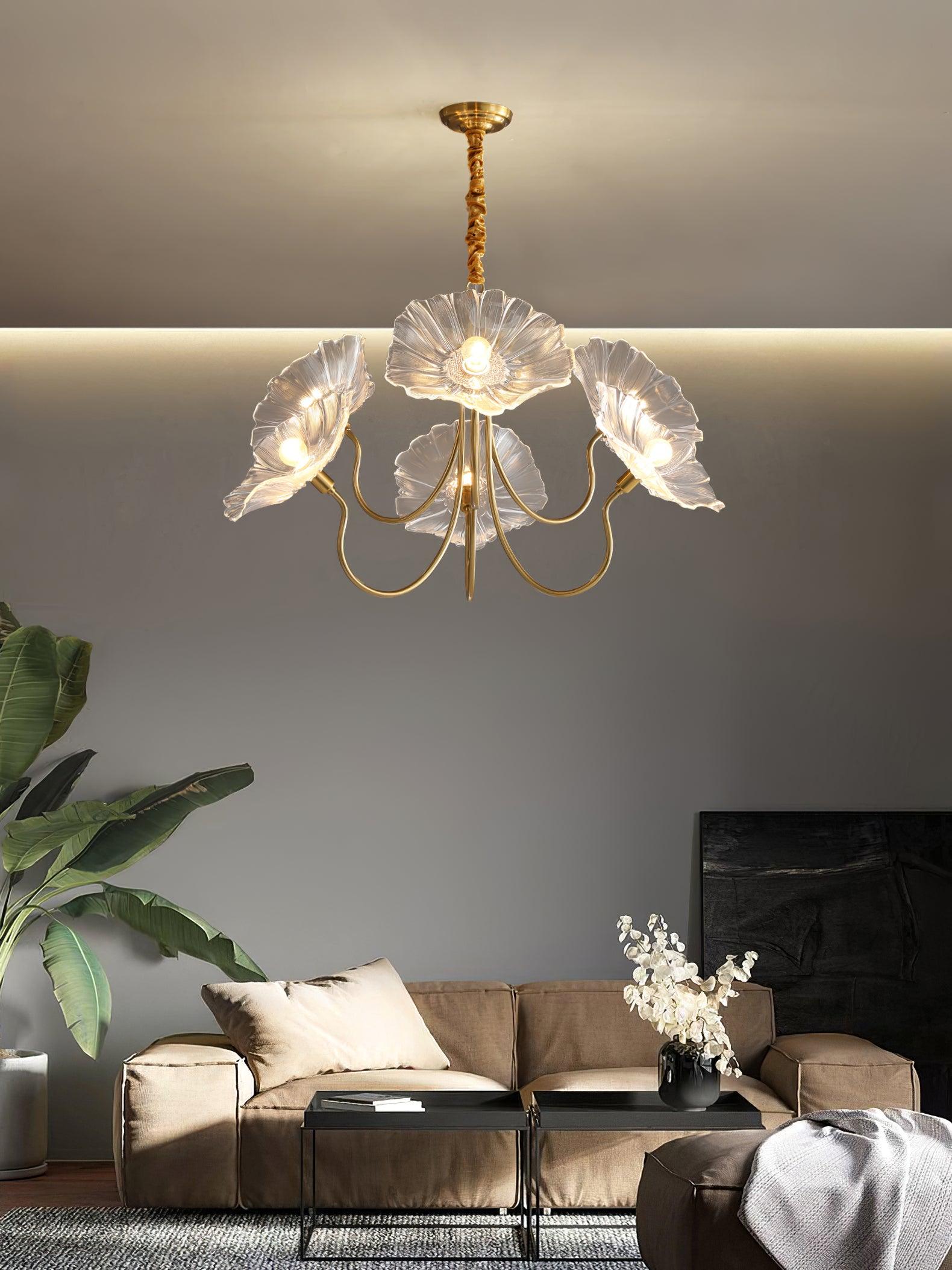 Lotus Leaf Glass Chandelier - Lamp Outdoor