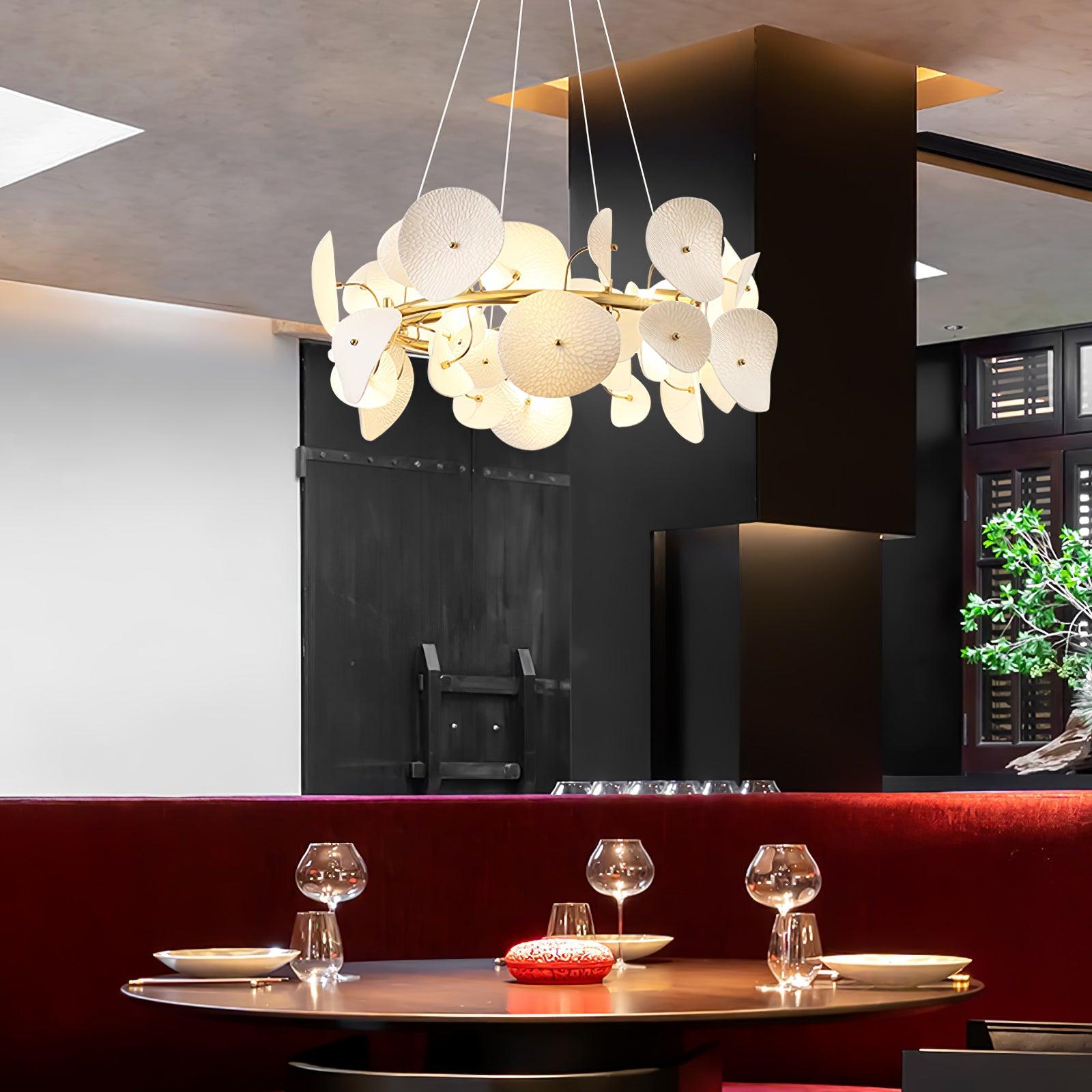 Virinira Modern Elegance Petal Metal Ceramic Chandelier - Lamp Outdoor