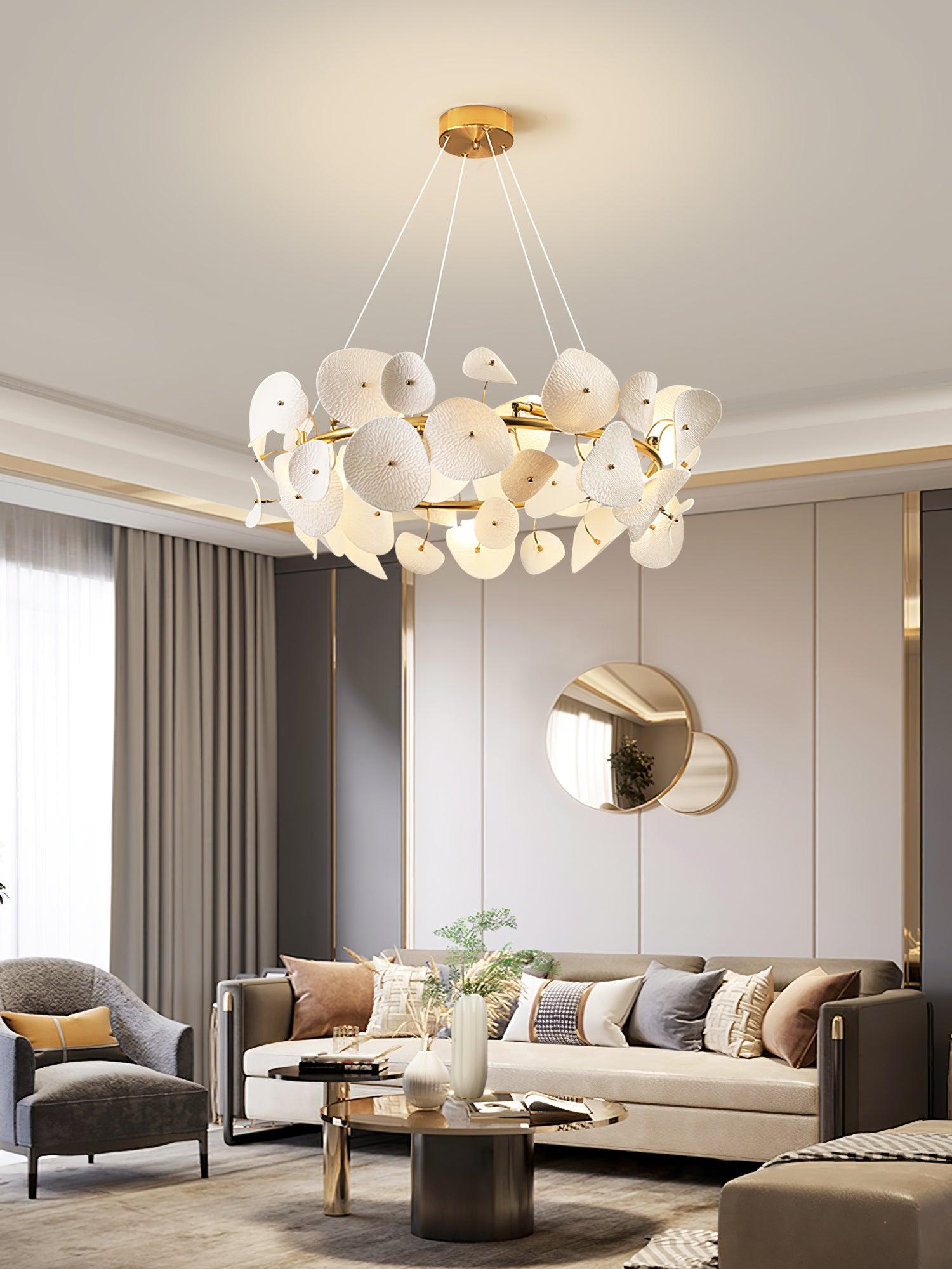 Virinira Modern Elegance Petal Metal Ceramic Chandelier - Lamp Outdoor