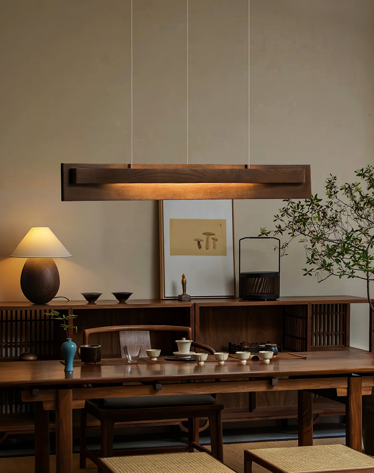 Zaraeyra Minimalist Wood Pendant Light - Lamp Outdoor