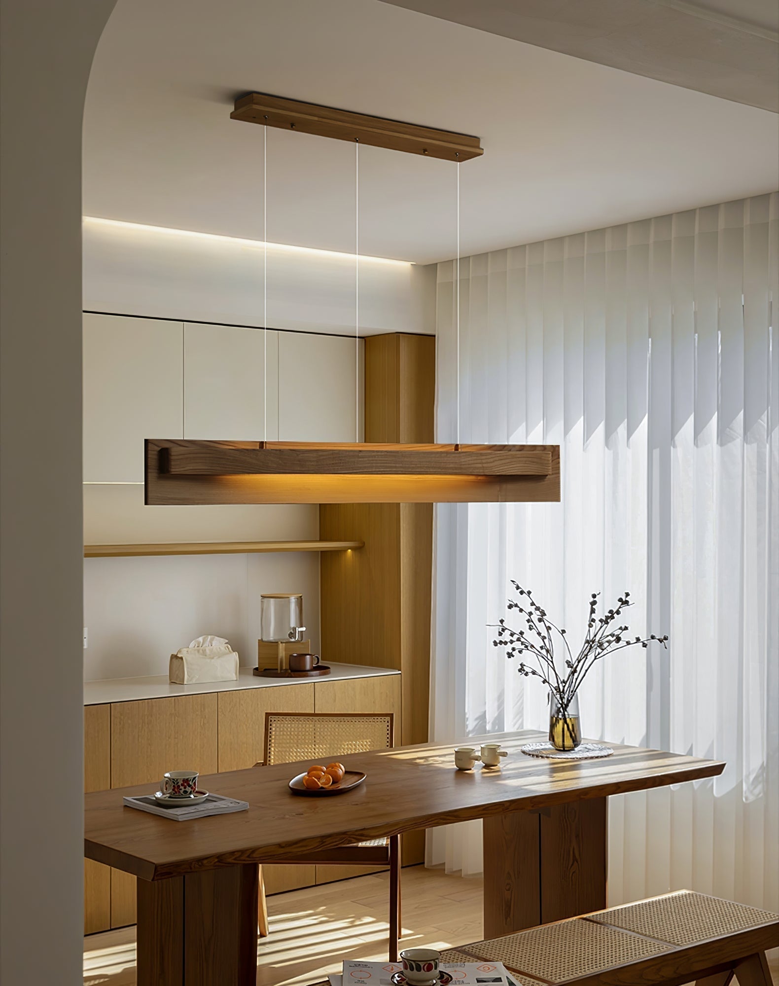 Zaraeyra Minimalist Wood Pendant Light - Lamp Outdoor