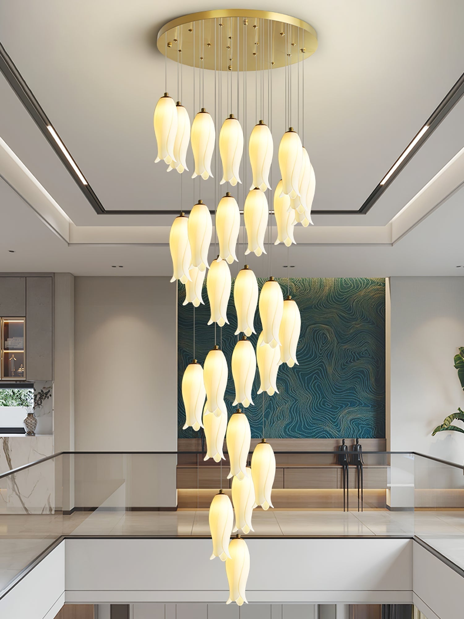 Sylirion Alabaster Brass Chandelier - Lamp Outdoor