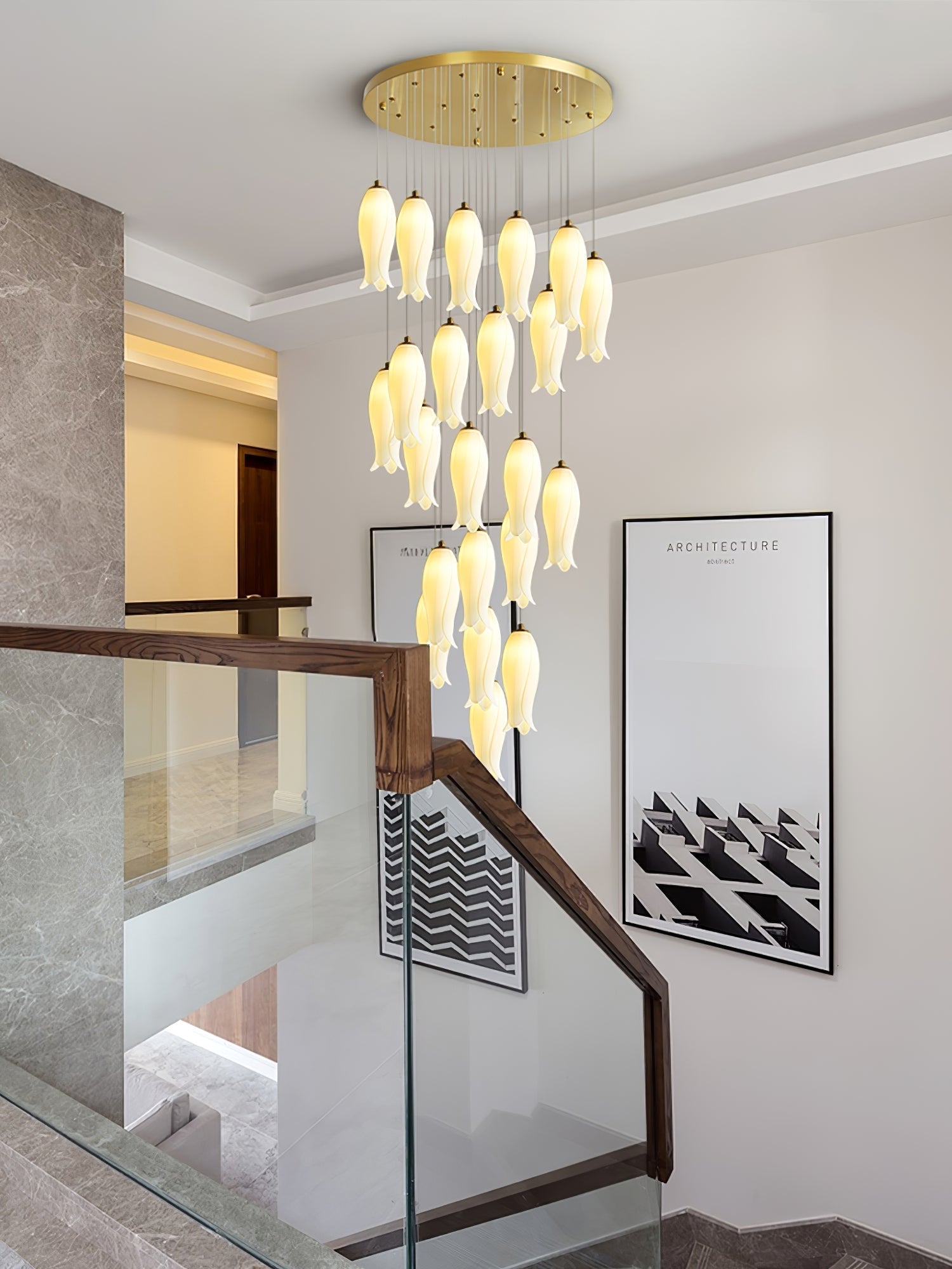 Sylirion Alabaster Brass Chandelier - Lamp Outdoor