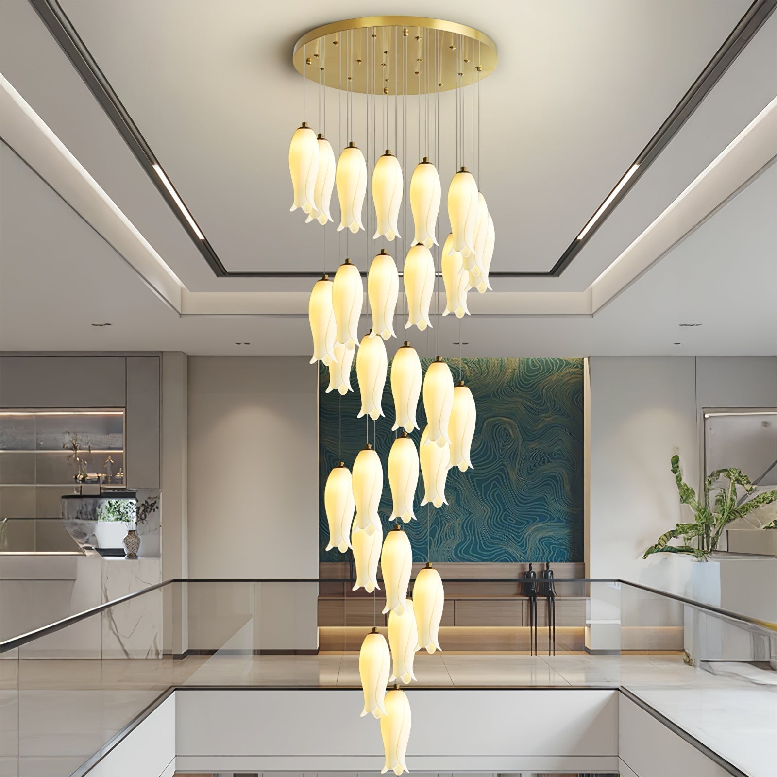 Sylirion Alabaster Brass Chandelier - Lamp Outdoor
