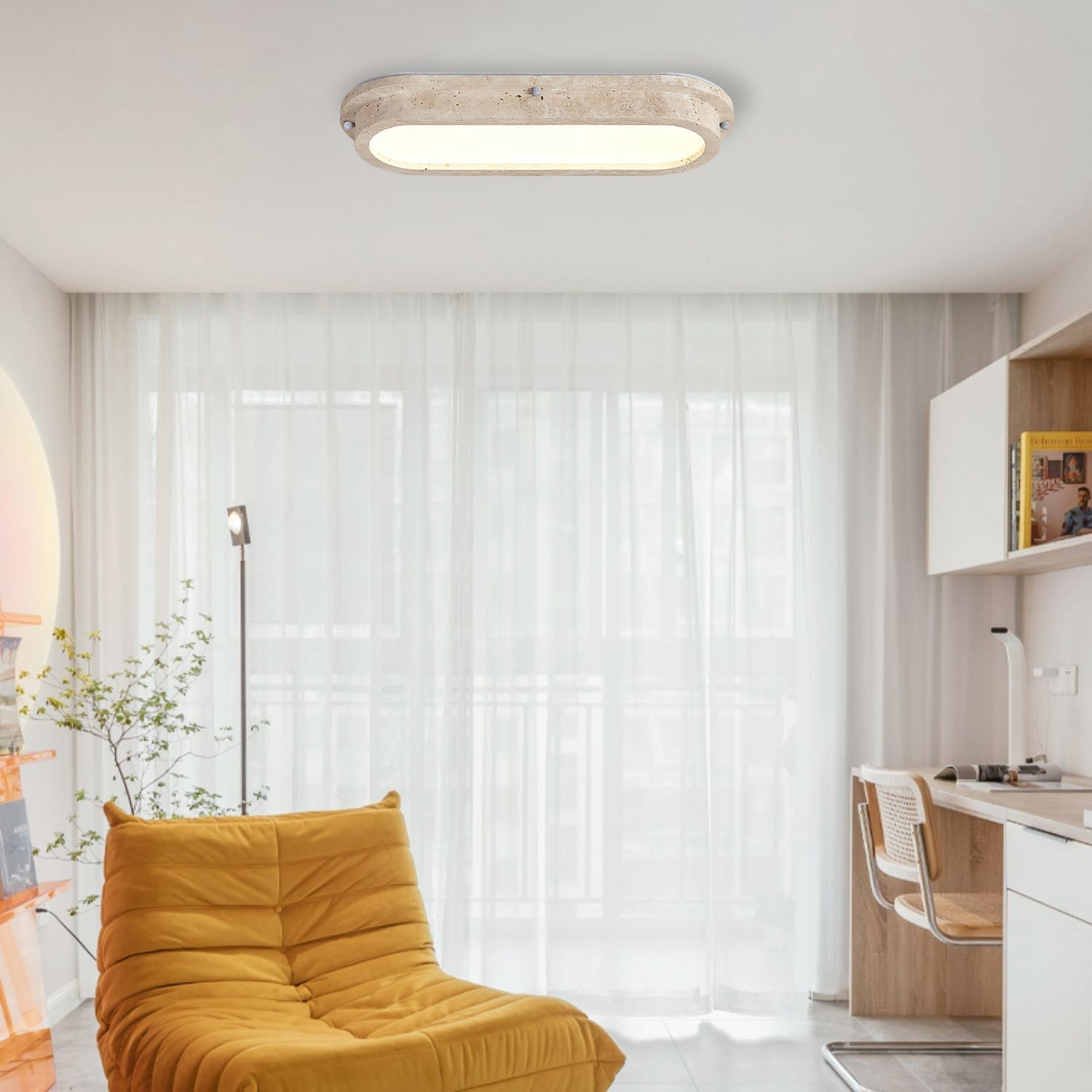 Lunaro Wabi-Sabi Travertine Ceiling Light