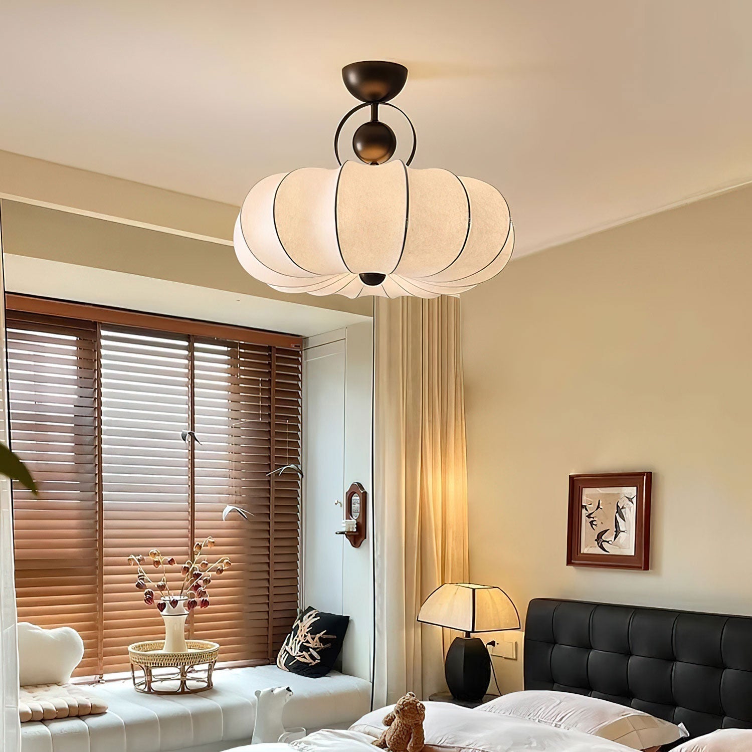 Yunshui Petal Fabric Bronze Pendant Light - Lamp Outdoor